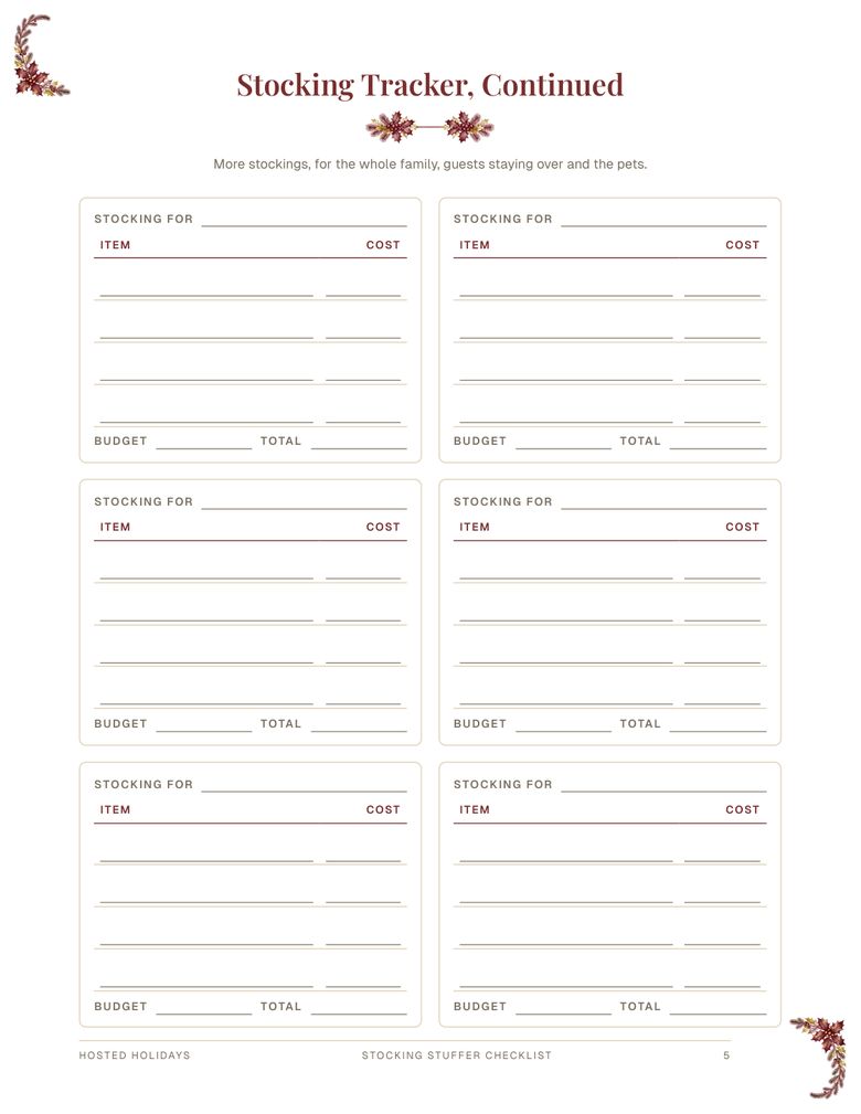 Page 5 of Stocking Stuffer Checklist