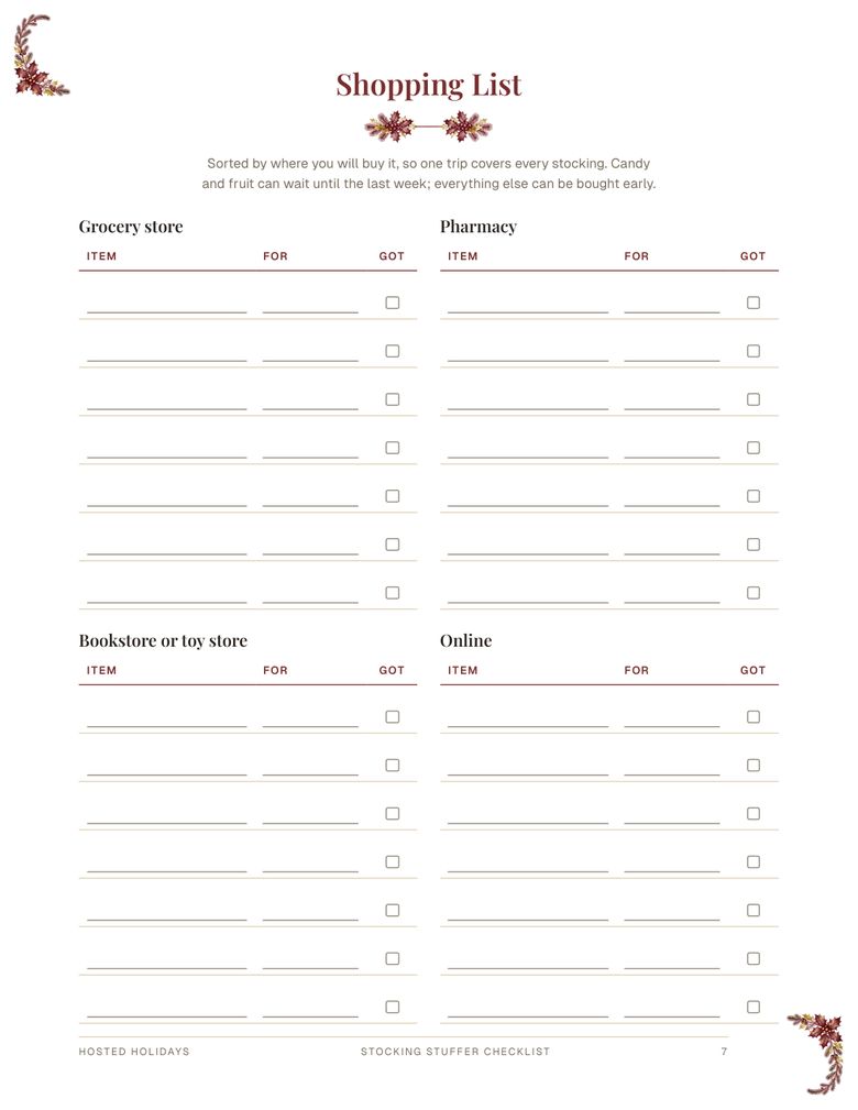 Page 7 of Stocking Stuffer Checklist