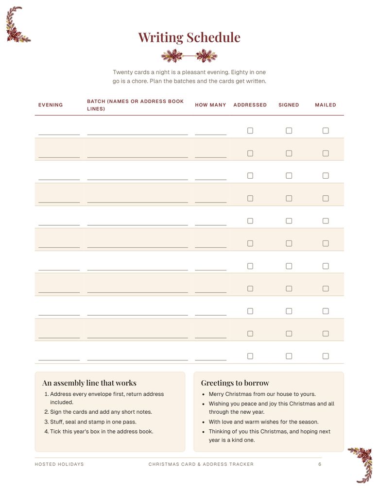 Page 6 of Christmas Card & Address Tracker