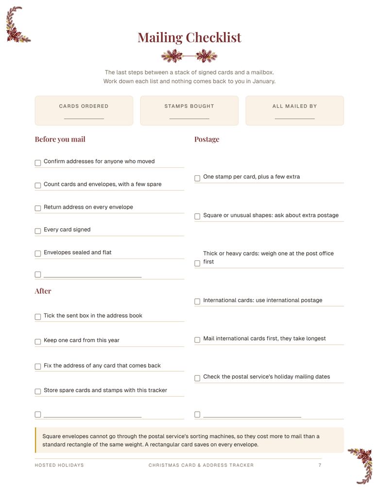 Page 7 of Christmas Card & Address Tracker