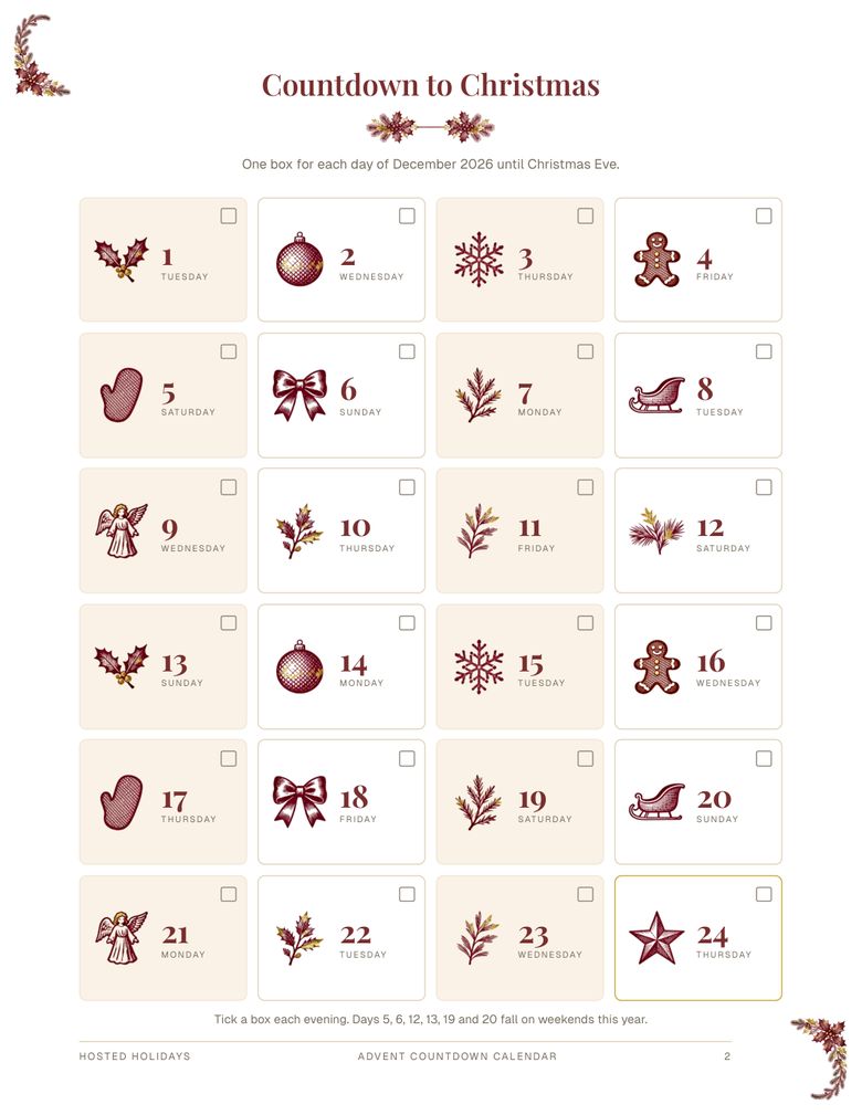 A page from the Advent Countdown Calendar