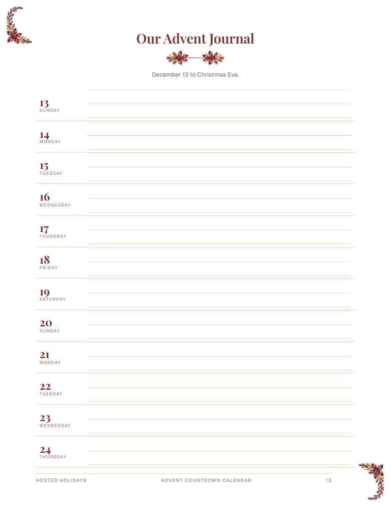 Page 12 of Advent Countdown Calendar