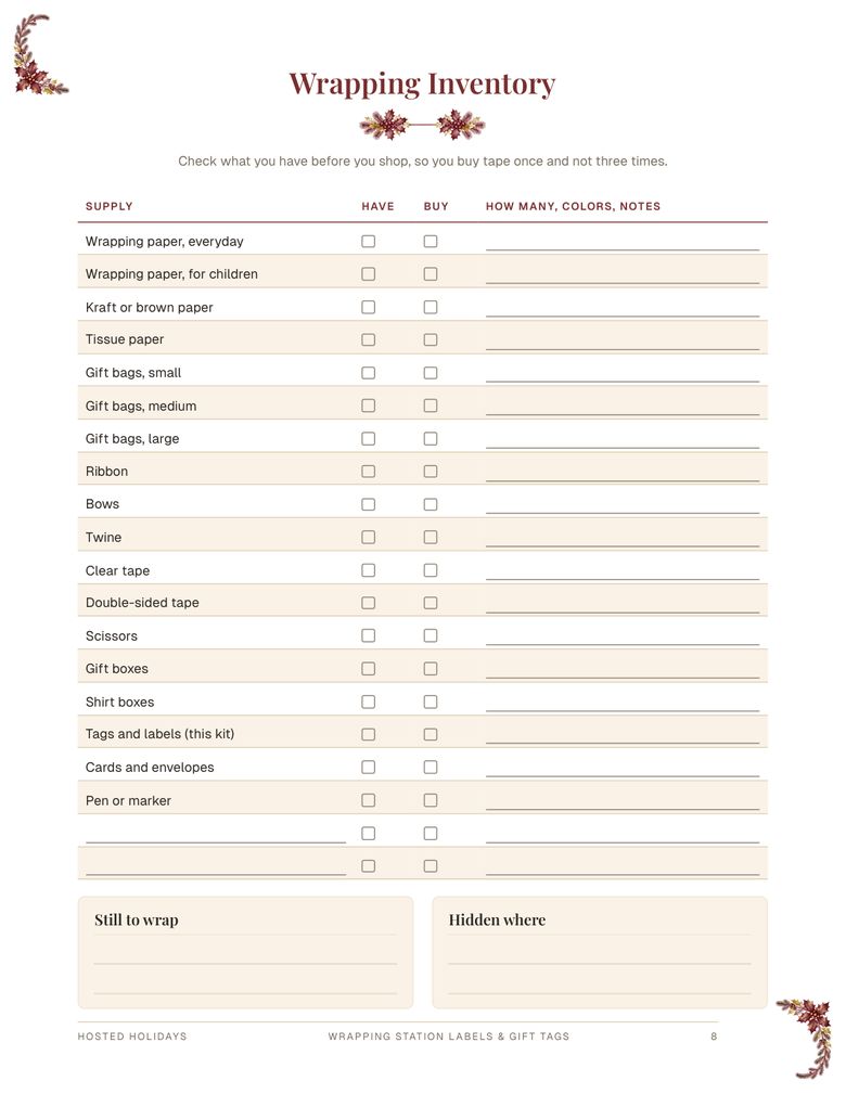 Page 8 of Wrapping Station Labels & Gift Tags