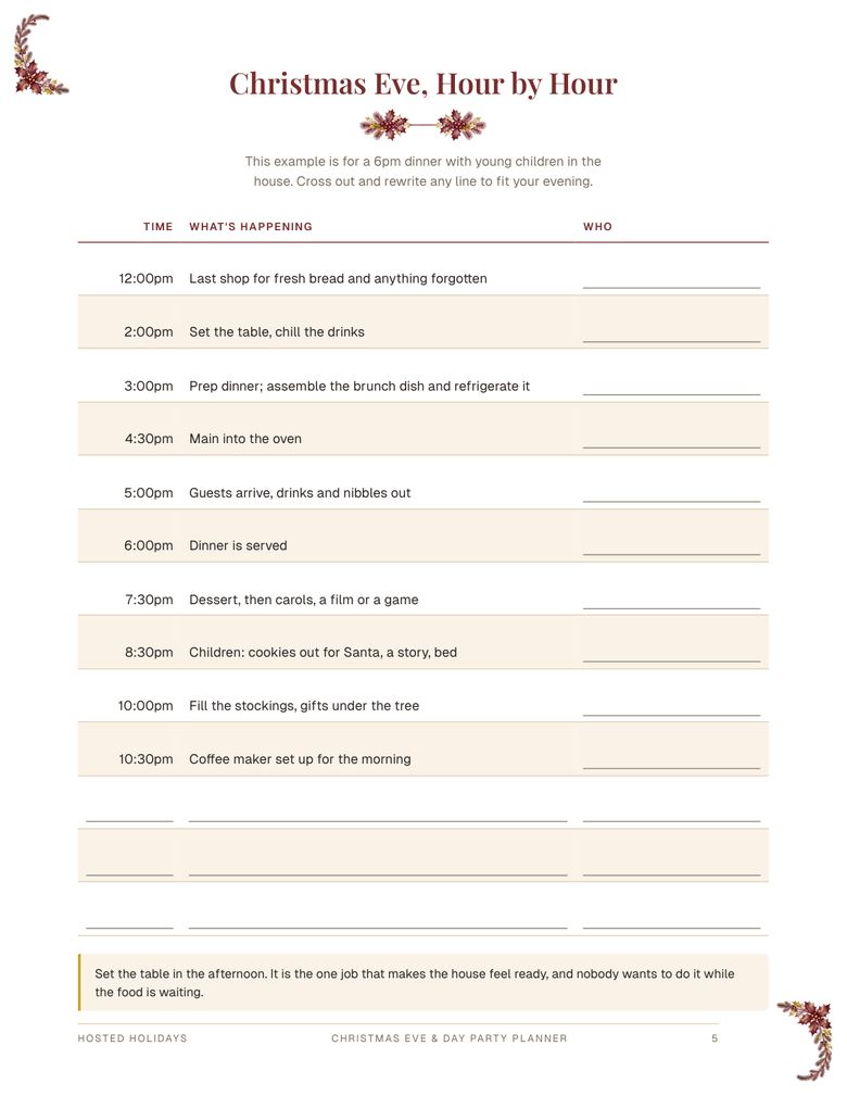 Page 5 of Christmas Eve/Day Party Planner & Schedule