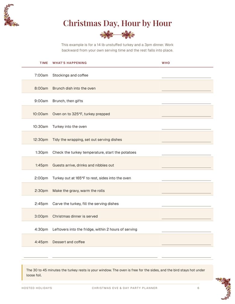 Page 6 of Christmas Eve/Day Party Planner & Schedule