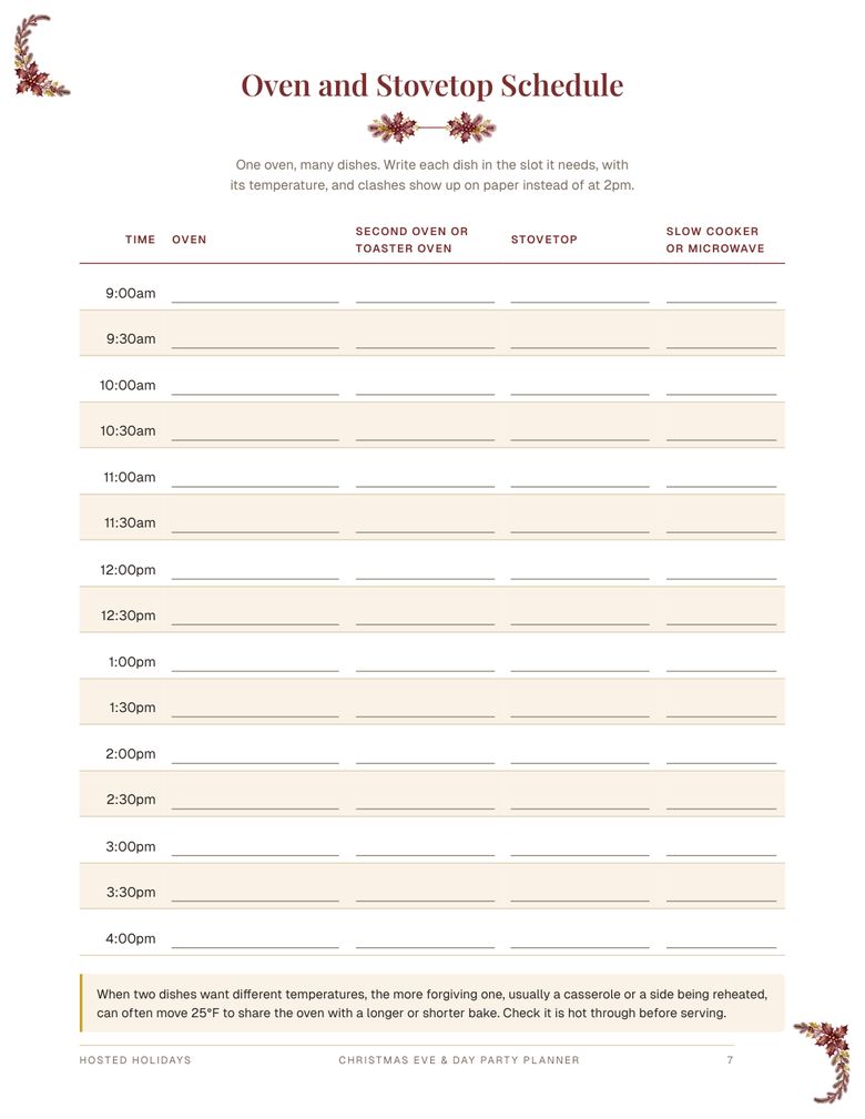 Page 7 of Christmas Eve/Day Party Planner & Schedule
