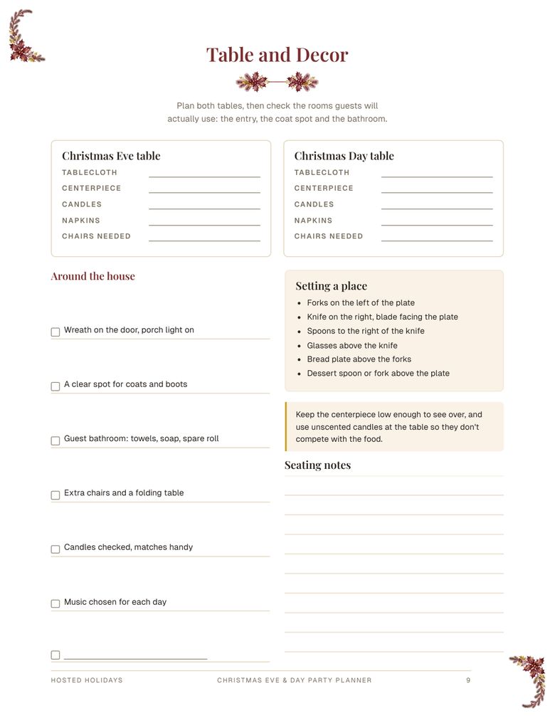 Page 9 of Christmas Eve/Day Party Planner & Schedule