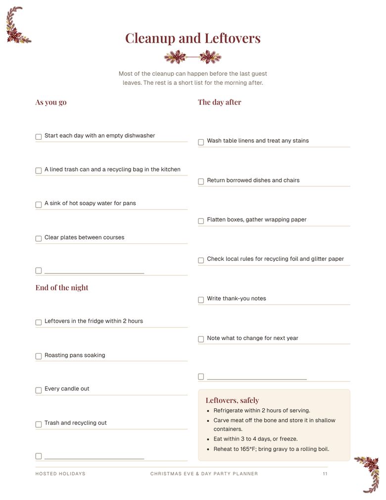Page 11 of Christmas Eve/Day Party Planner & Schedule