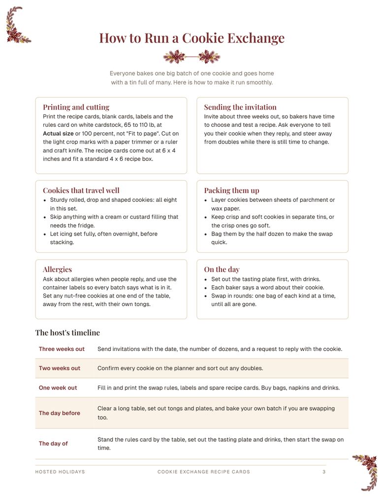 Page 3 of Cookie Exchange Recipe Cards