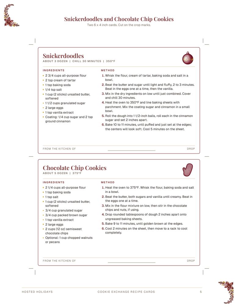 Page 5 of Cookie Exchange Recipe Cards