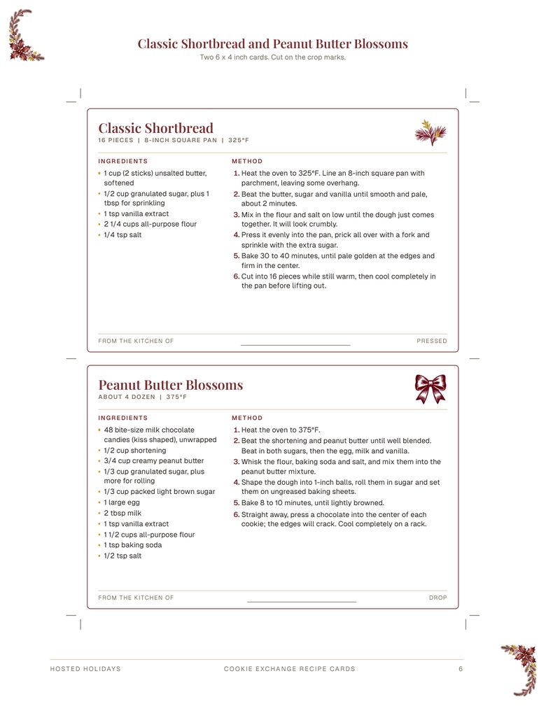 Page 6 of Cookie Exchange Recipe Cards
