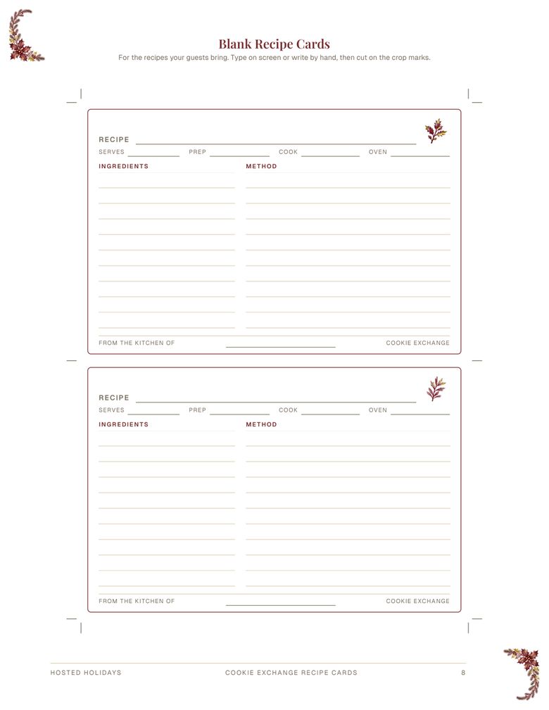 Page 8 of Cookie Exchange Recipe Cards
