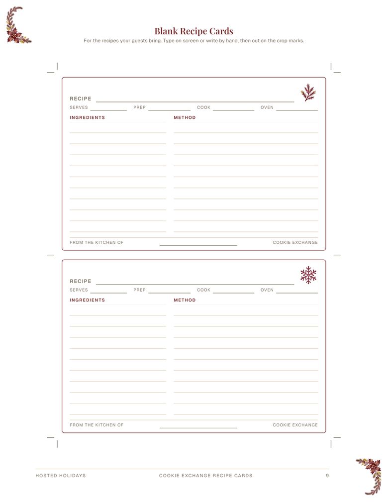 Page 9 of Cookie Exchange Recipe Cards