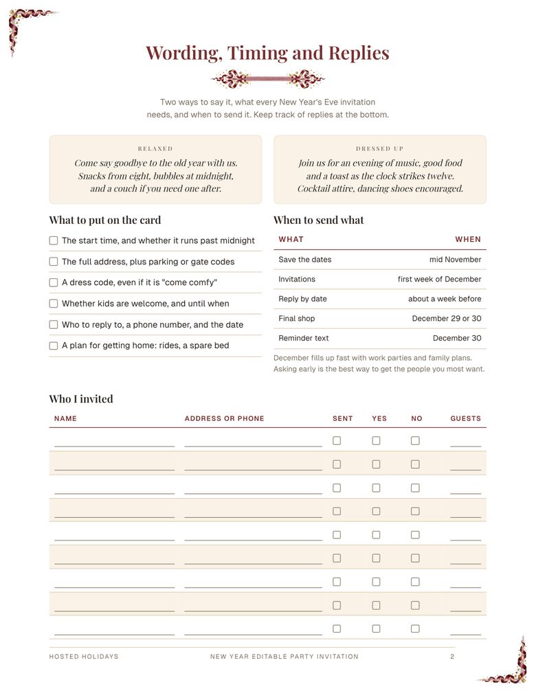 Page 2 of New Year Editable Party Invitation