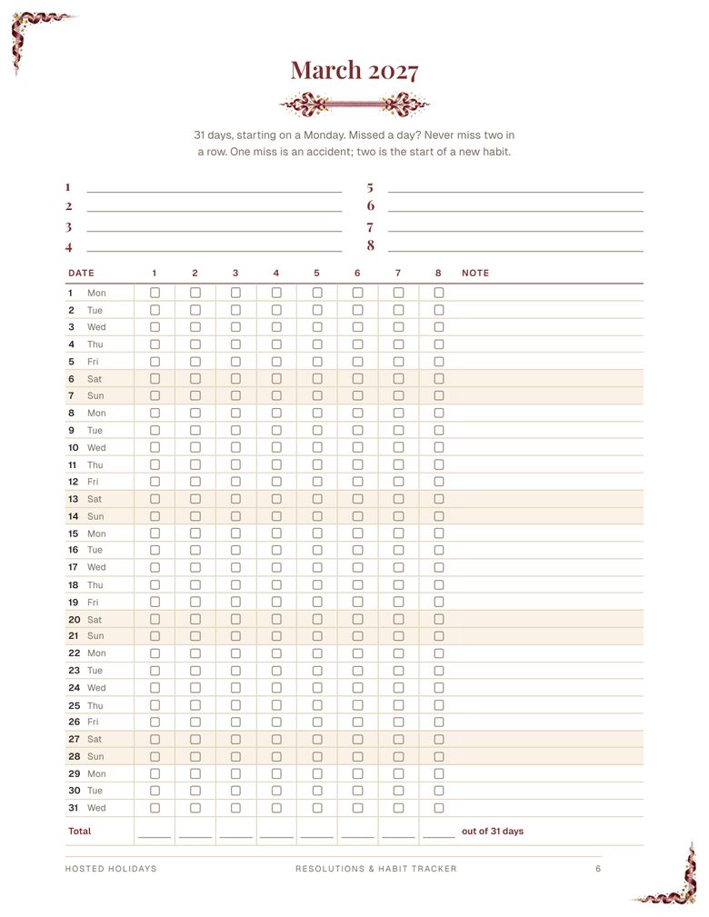 Page 6 of Resolutions & Habit Tracker