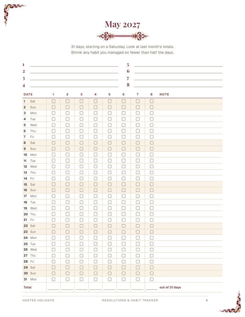 Page 8 of Resolutions & Habit Tracker