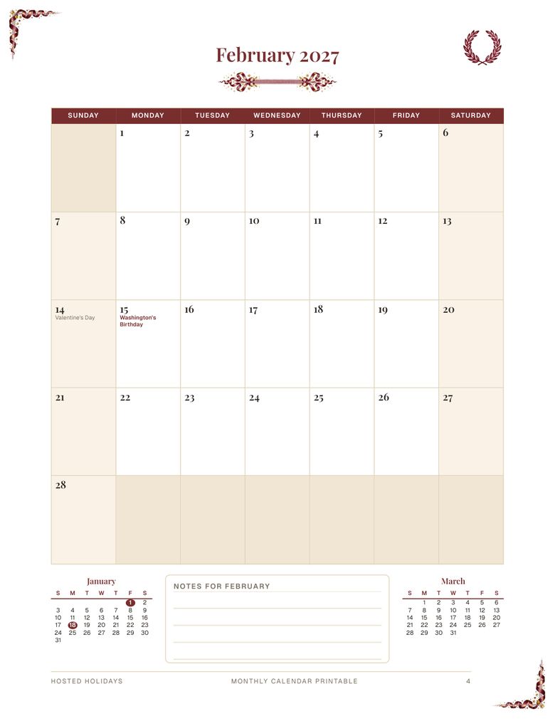 Page 4 of Monthly Calendar Printable