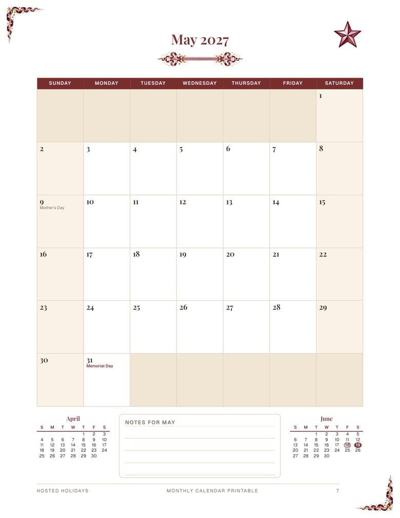 Page 7 of Monthly Calendar Printable