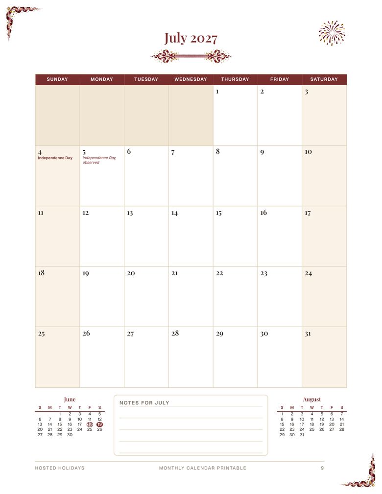 Page 9 of Monthly Calendar Printable