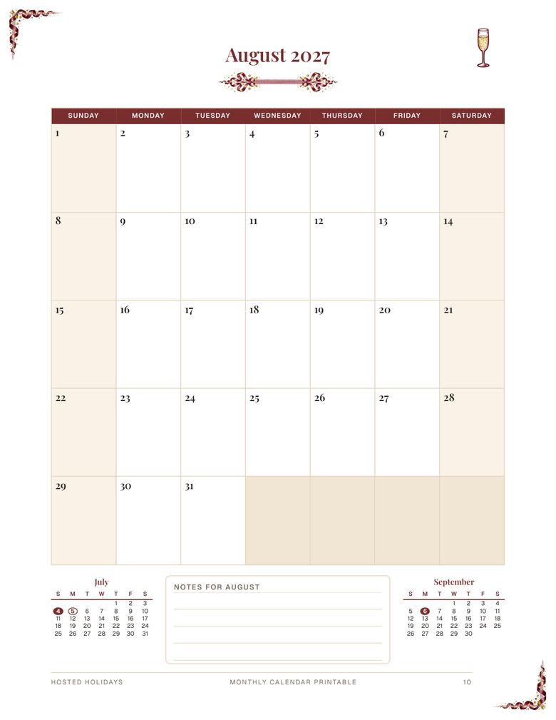 Page 10 of Monthly Calendar Printable