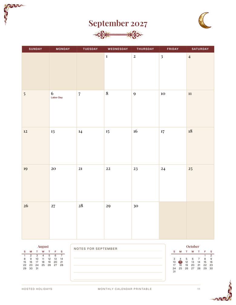 Page 11 of Monthly Calendar Printable