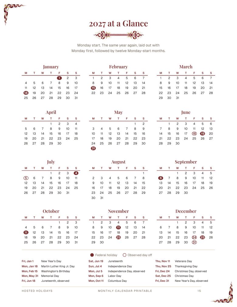 Page 15 of Monthly Calendar Printable