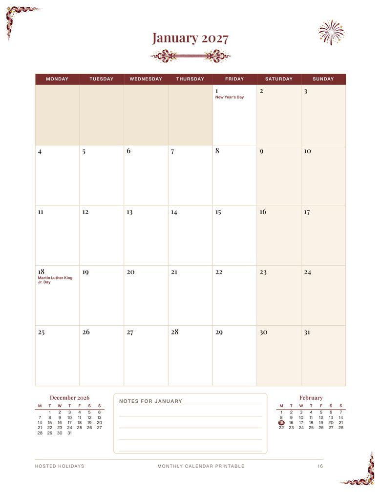 Page 16 of Monthly Calendar Printable
