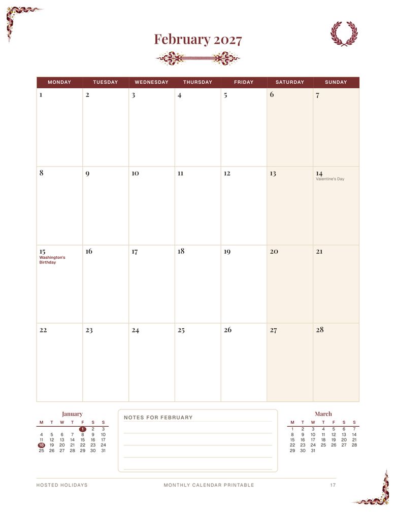 Page 17 of Monthly Calendar Printable