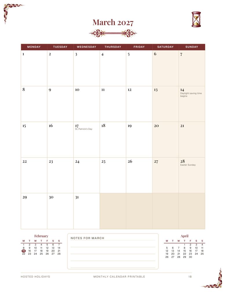 Page 18 of Monthly Calendar Printable