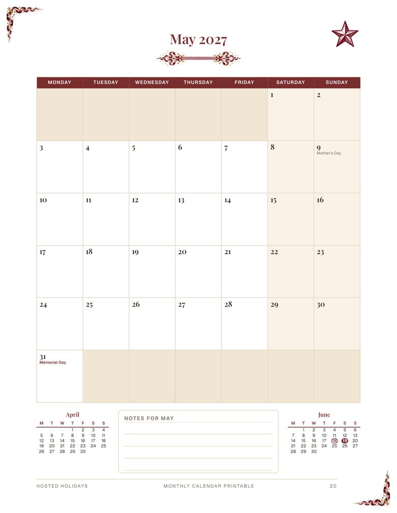 Page 20 of Monthly Calendar Printable