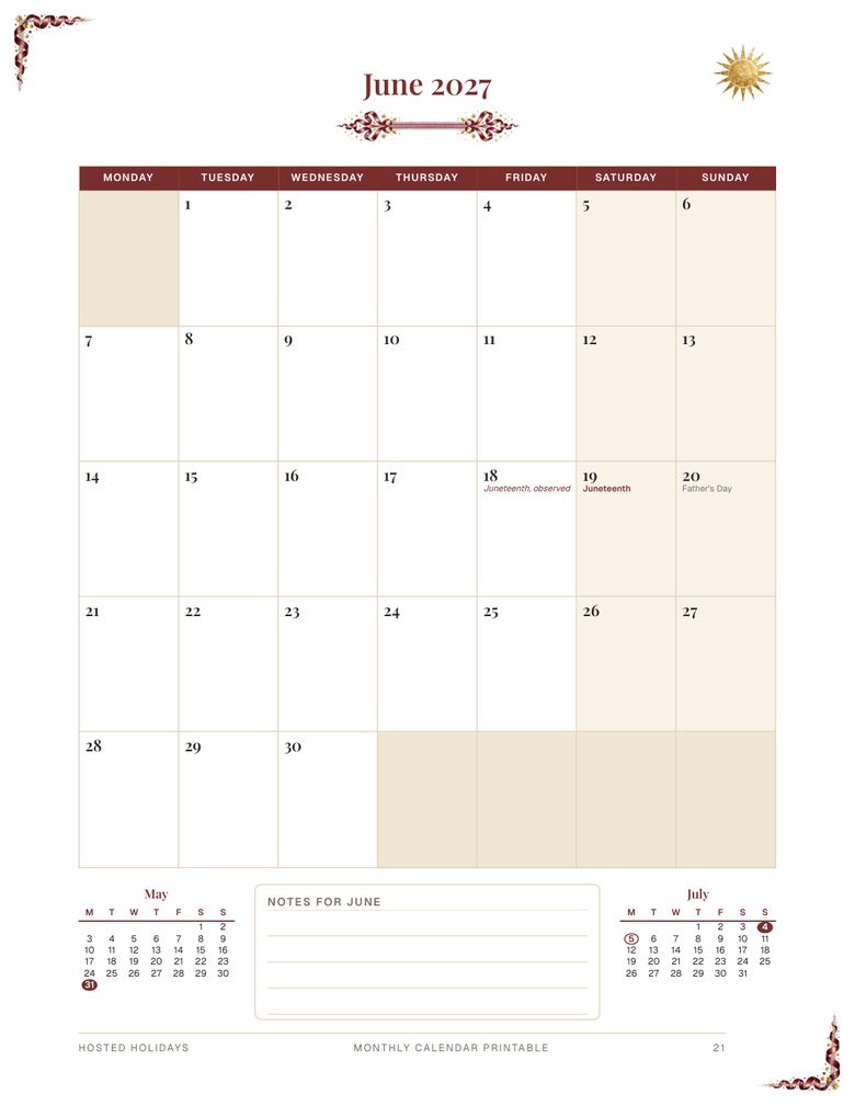 Page 21 of Monthly Calendar Printable