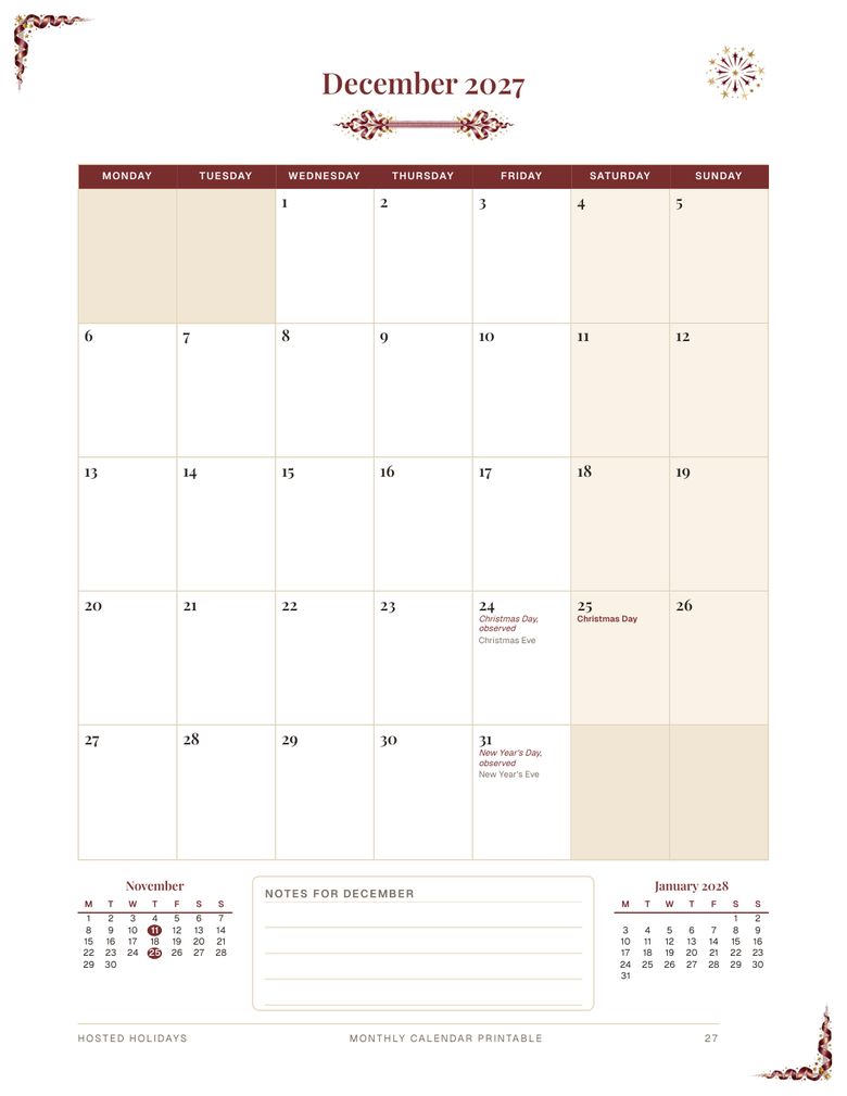 Page 27 of Monthly Calendar Printable