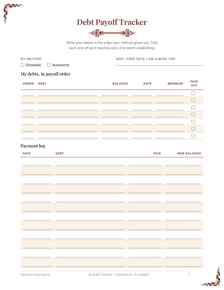 Page 7 of Budget Reset / Financial Planner