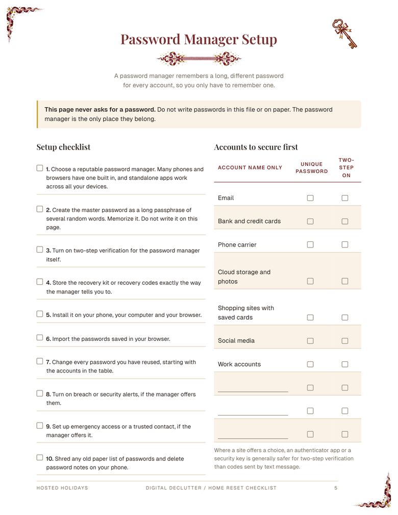Page 5 of Digital Declutter / Home Reset Checklist