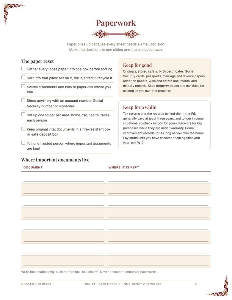Page 9 of Digital Declutter / Home Reset Checklist