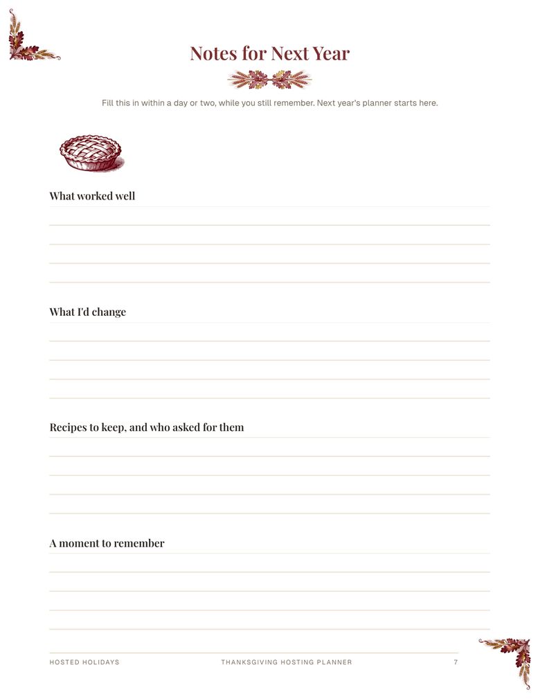 Page 7 of Thanksgiving Hosting Planner