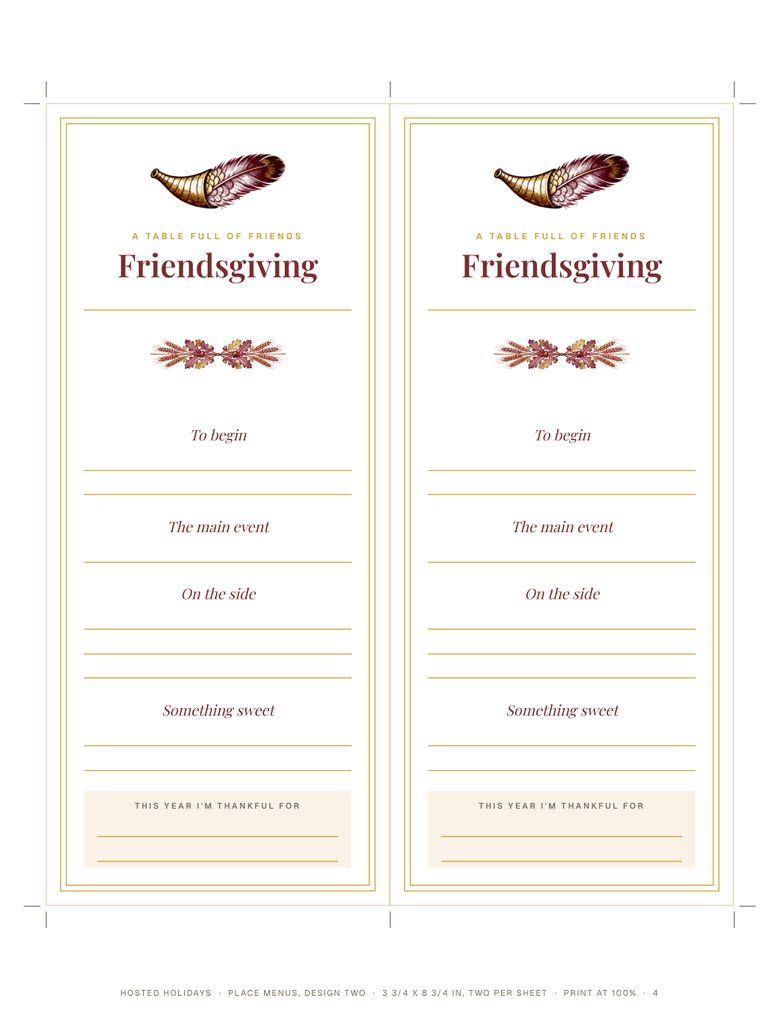 Page 4 of Friendsgiving Menu Template