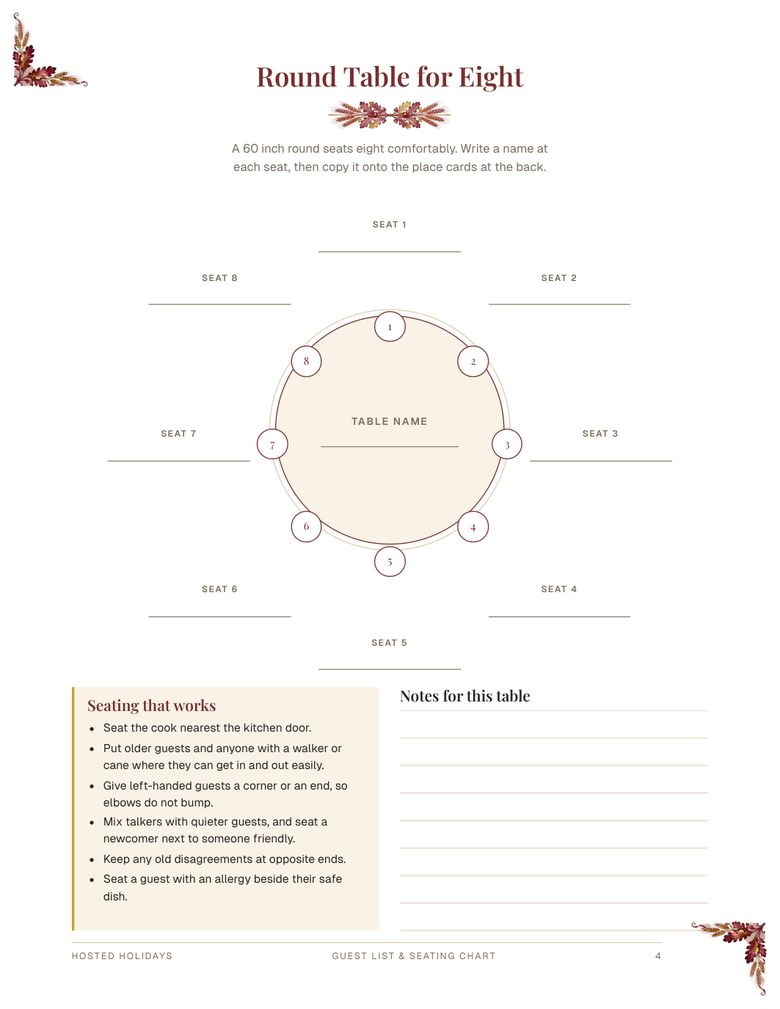 Page 4 of Guest List & Seating Chart