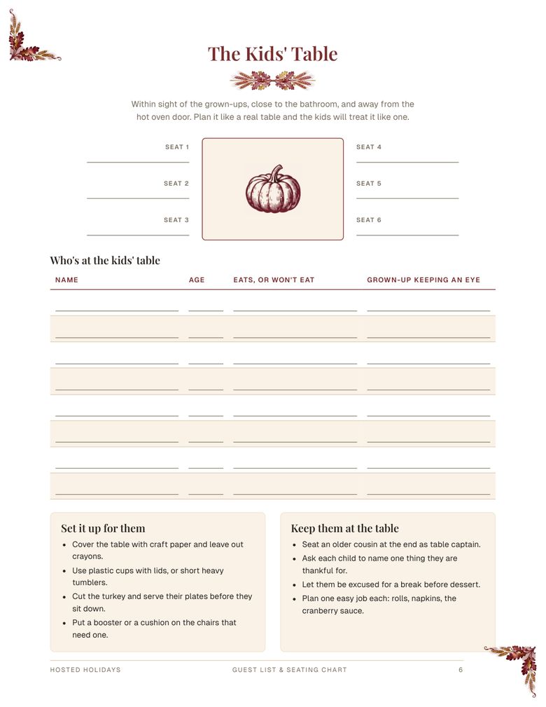Page 6 of Guest List & Seating Chart