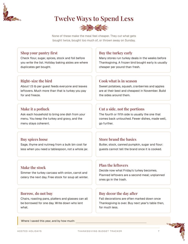 Page 7 of Thanksgiving Budget Tracker