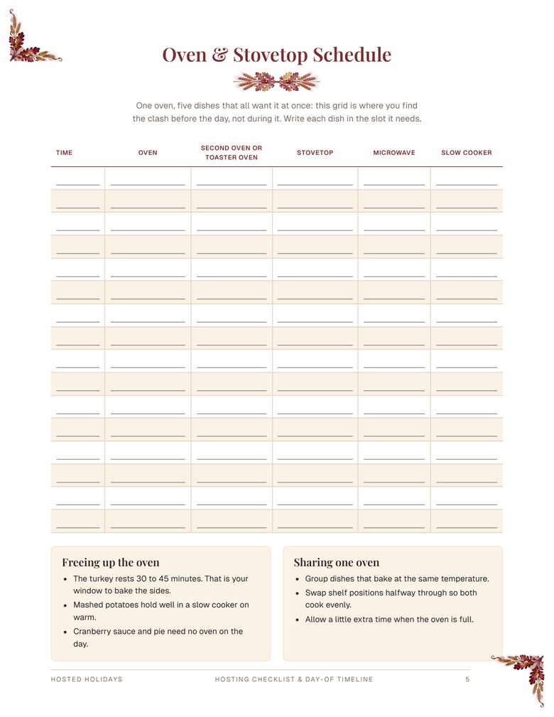 Page 5 of Hosting Checklist & Day-Of Timeline