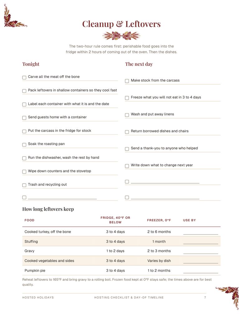 Page 7 of Hosting Checklist & Day-Of Timeline