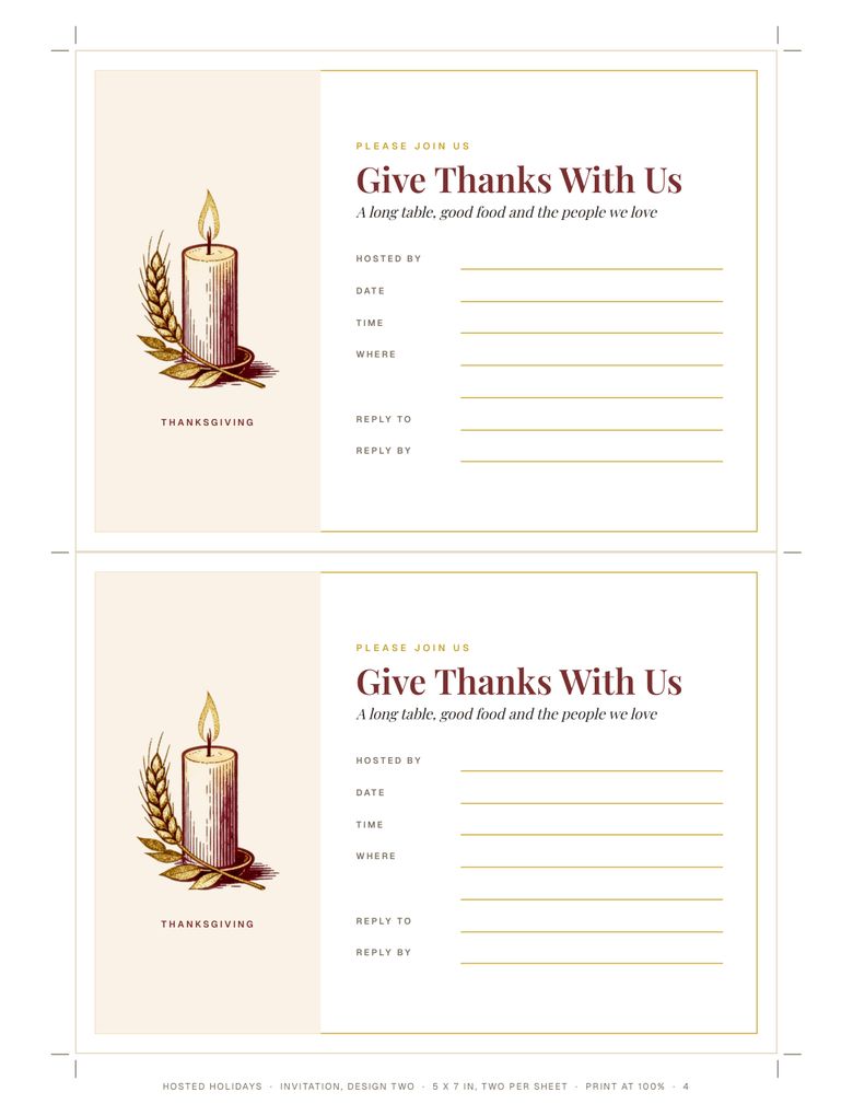 Page 4 of Thanksgiving Editable Invitation