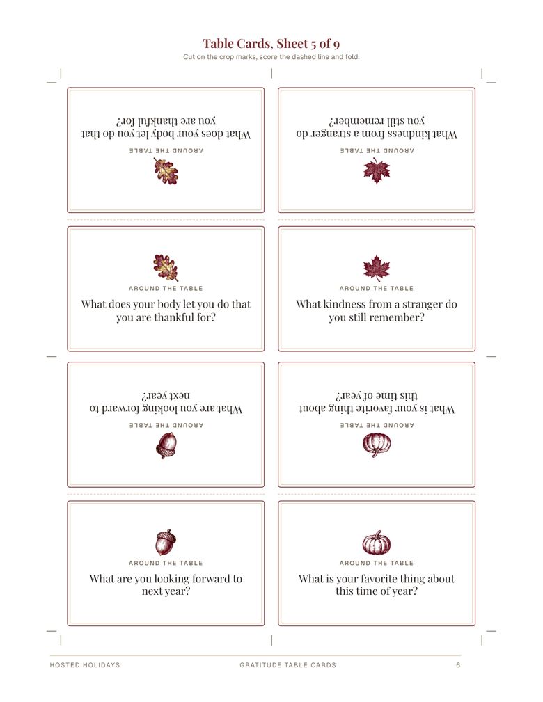 Page 6 of Gratitude Table Cards