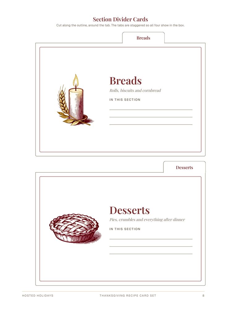 Page 8 of Thanksgiving Recipe Card Set